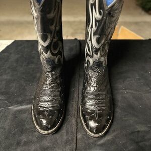 Tony Lama Men's Ostrich Leather Cowboy Boots In Great Used Condition